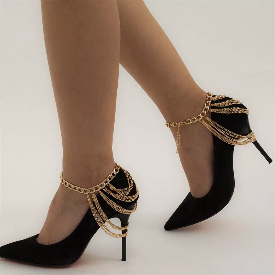 Layered Anklet pair hip hop heels decor punk jewelry boho style