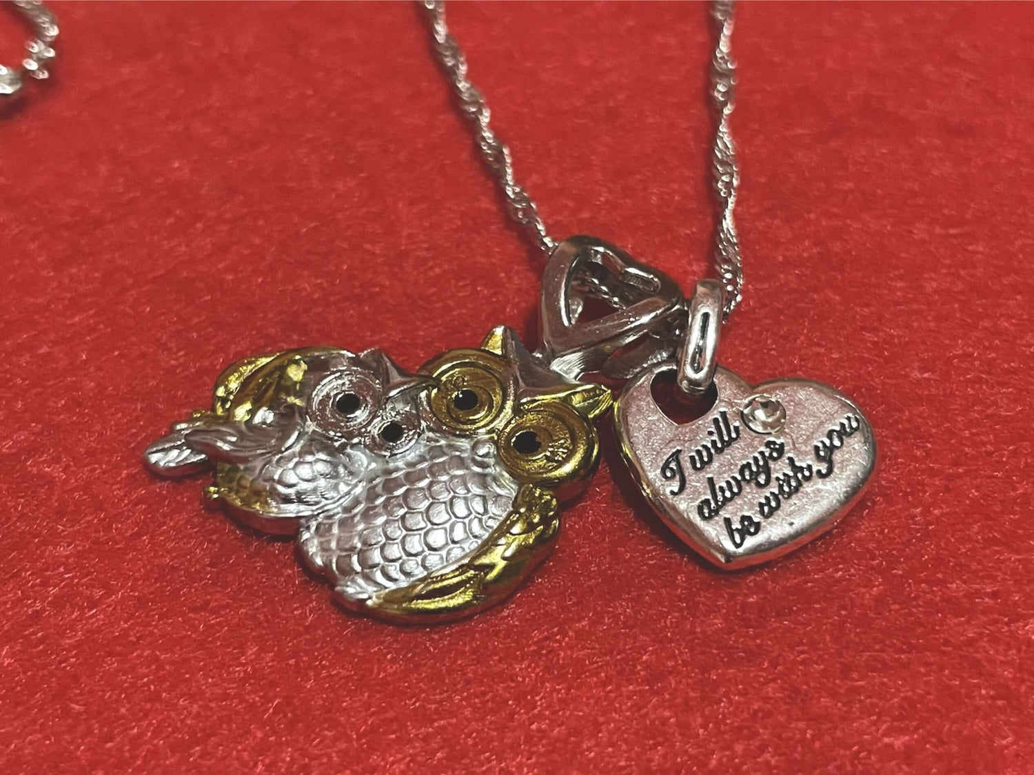 Charm pendant owl necklace “I will always be with you “