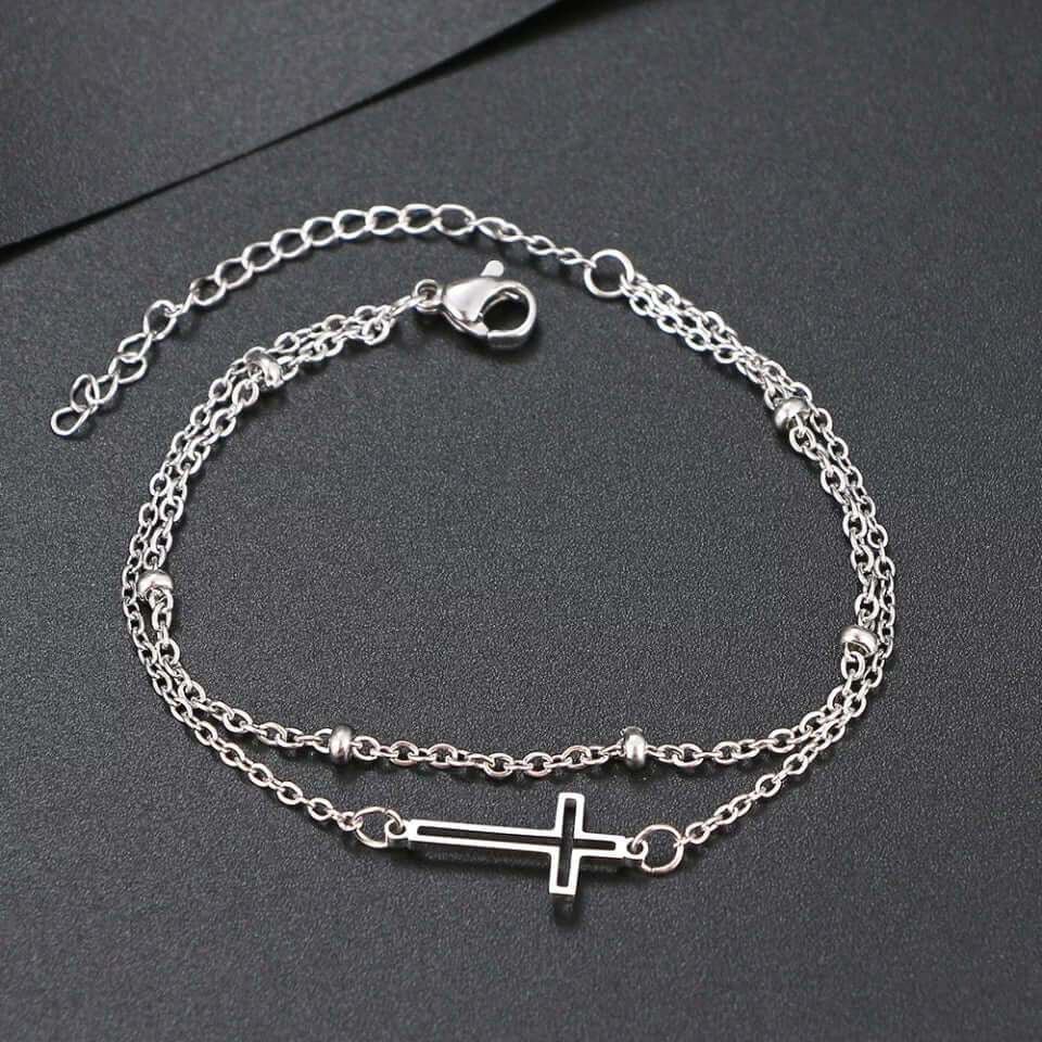 Cross charm Bracelet double chain non fade non tarnish jewelry