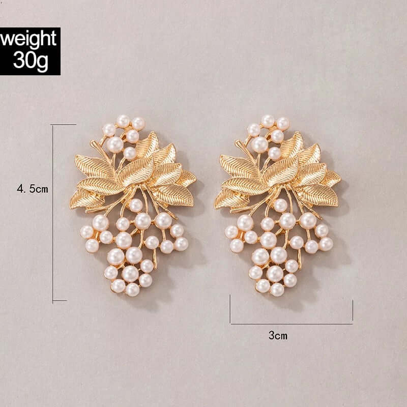 Earrings golden petals & imitation pearl African jewelry gift