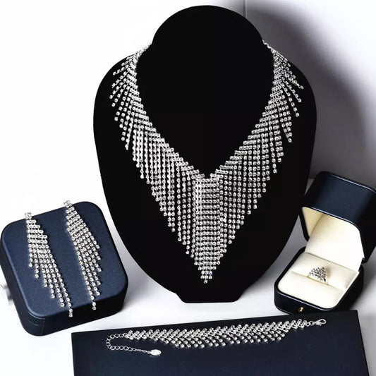 Necklace earrings bracelet set Holiday shine combo jewelry gift