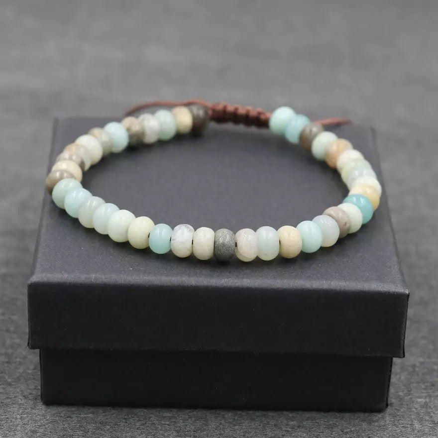 Natural stone bracelet semi precious Amazonite jewelry