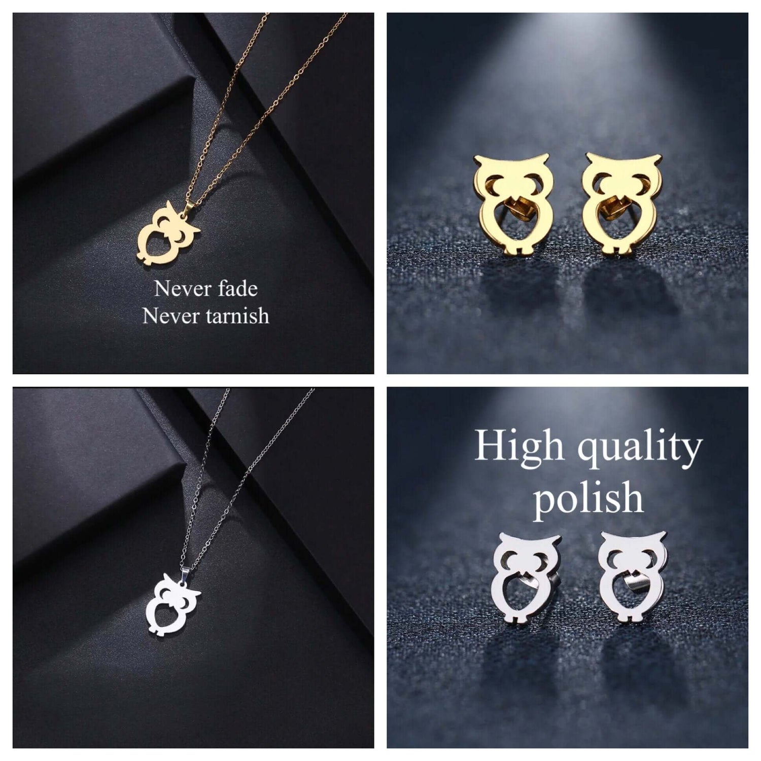 Charm Owl necklace earring set non fade jewelry gift high quality