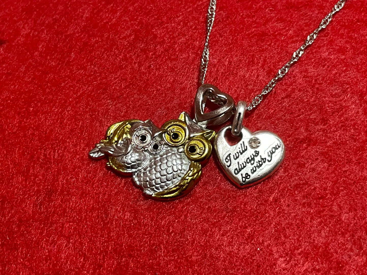 Charm pendant owl necklace “I will always be with you “