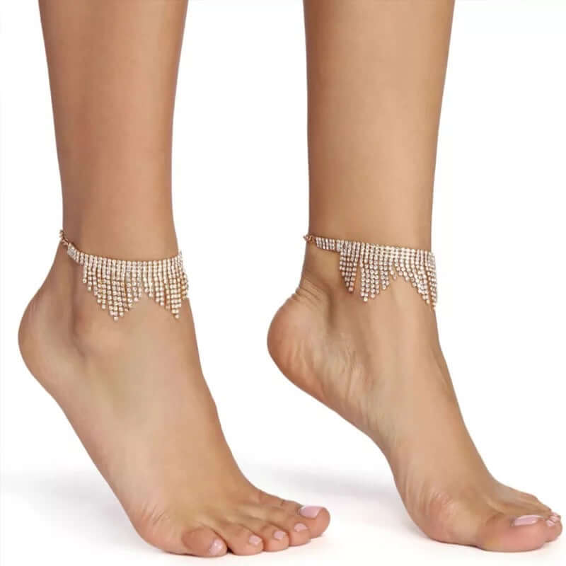 1 pair anklet cocktail jewelry rhinestone bracelet gold/silver