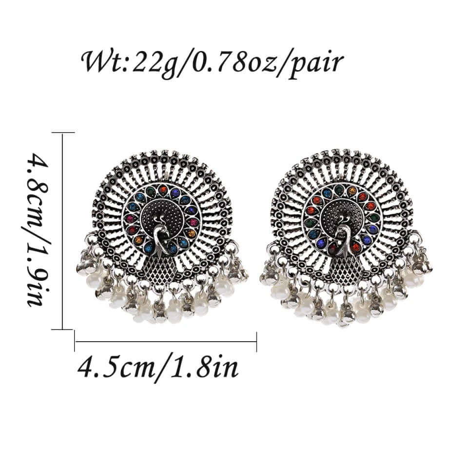 Earrings pair peacock ethnic boho oxidized colorful studs gift