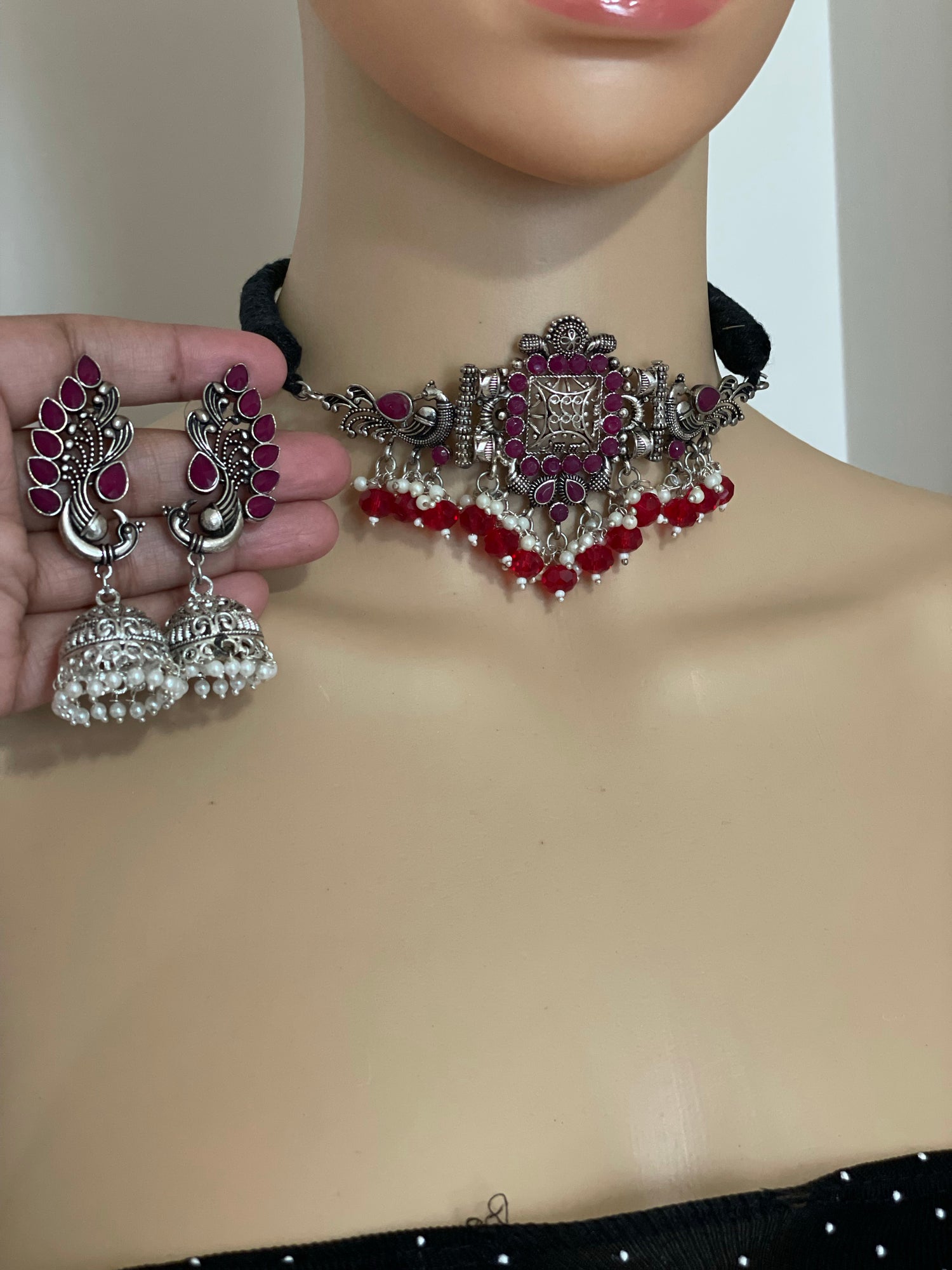 Necklace earrings set fashion jewelry ethnic bridal boho set