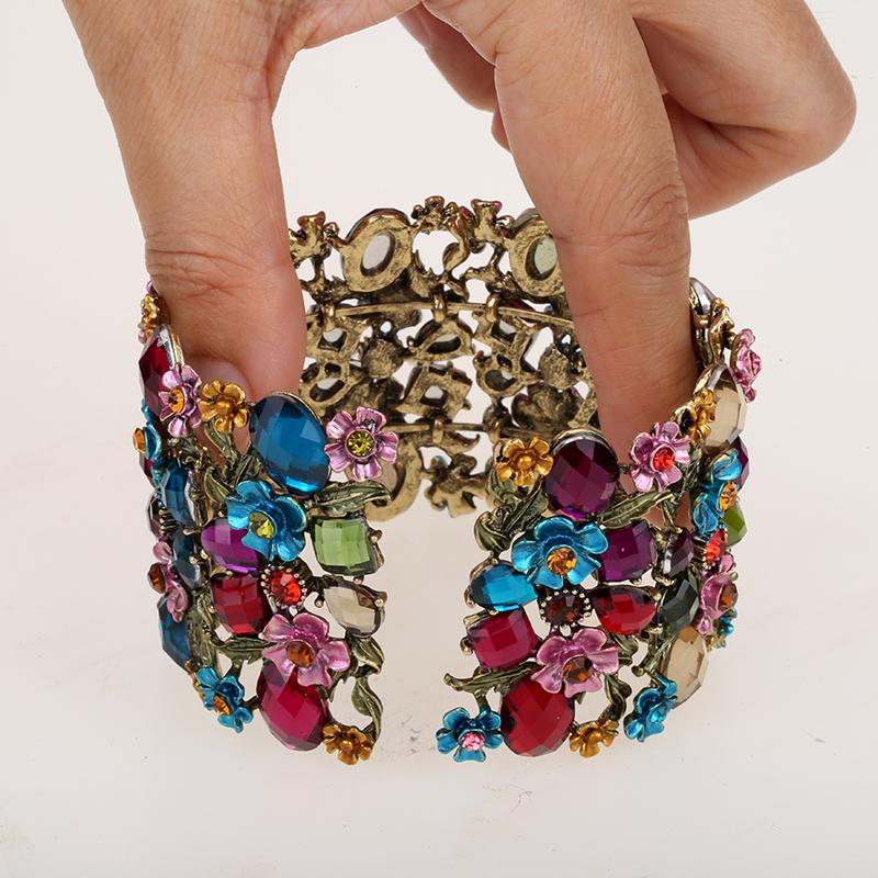 Stretch Bracelet multicolored Flower Women Cuff Fashion Wedding Jewelry Gifts