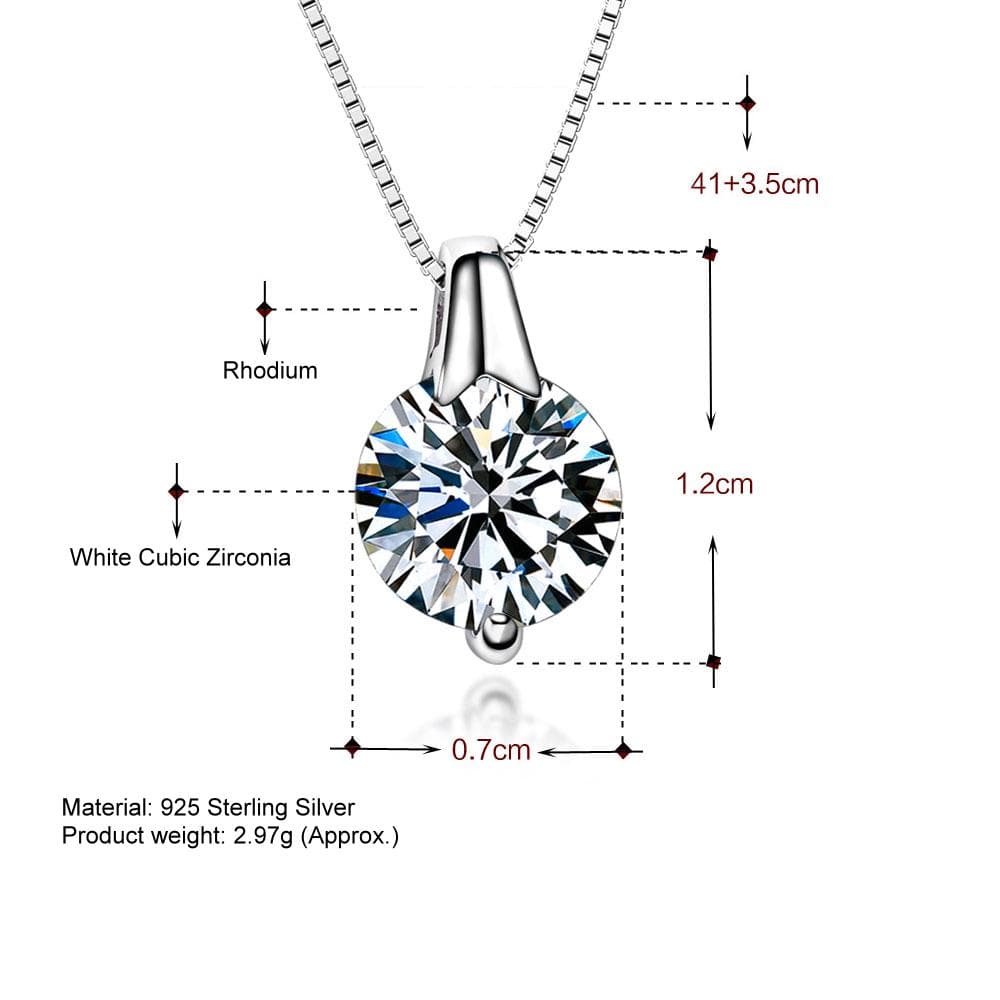 Sterling silver necklace Cubic Zirconia pendant jewelry for women