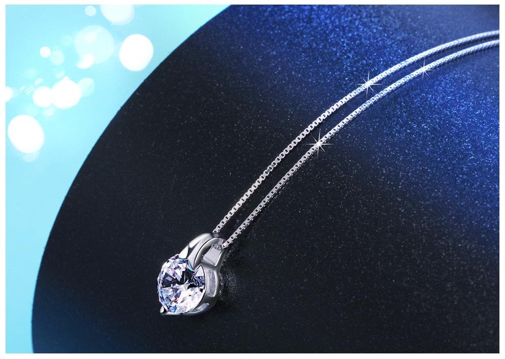 Sterling silver necklace Cubic Zirconia pendant jewelry for women
