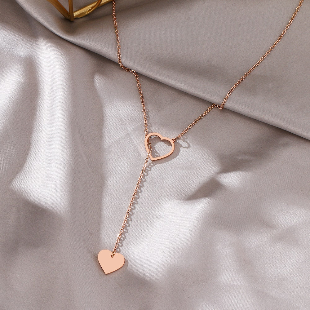 Heart Pendant necklace Stainless Steel Rose Gold charm For Women