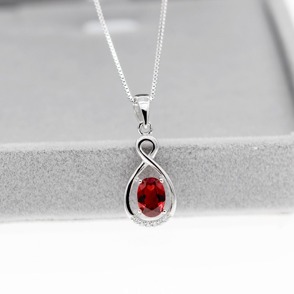 Necklace red Garnet 925 sterling silver 5*7 mm birthstone pendant