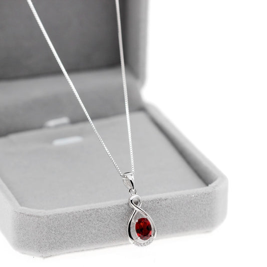 Necklace red Garnet 925 sterling silver 5*7 mm birthstone pendant