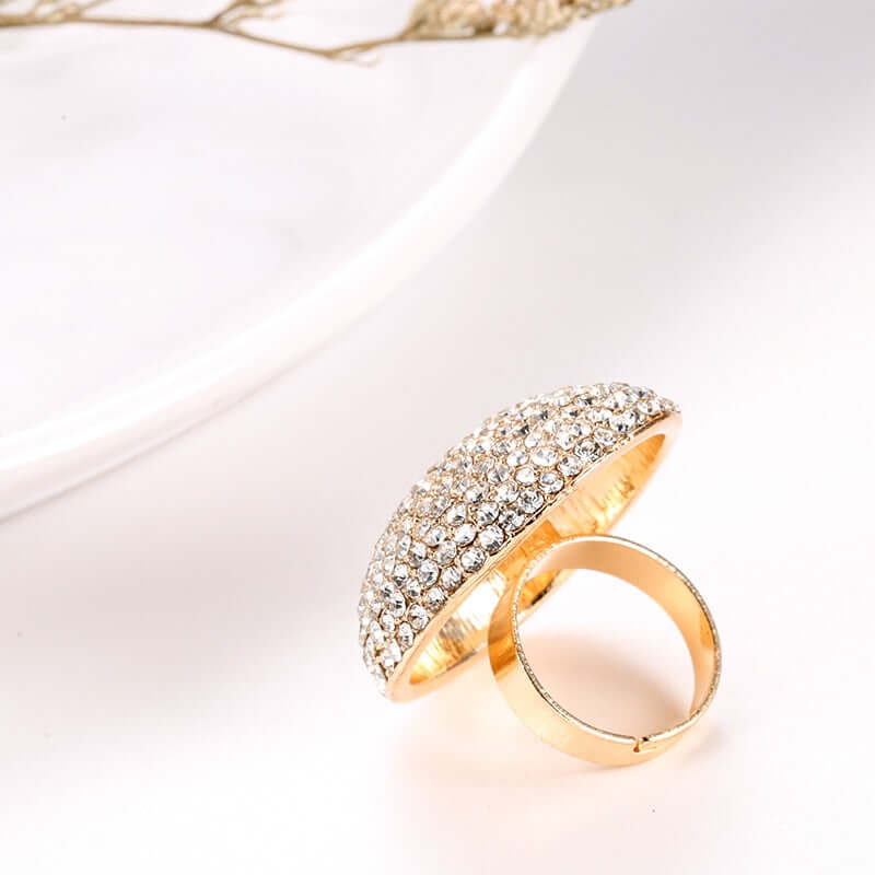Cocktail Ring AB White color Crystal adjustable Ring