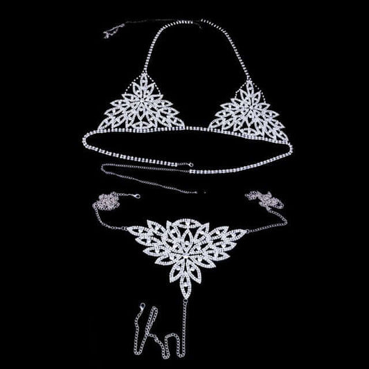 Body jewelry Rhinestone Crystal Bikini Thong Chain Set for Women