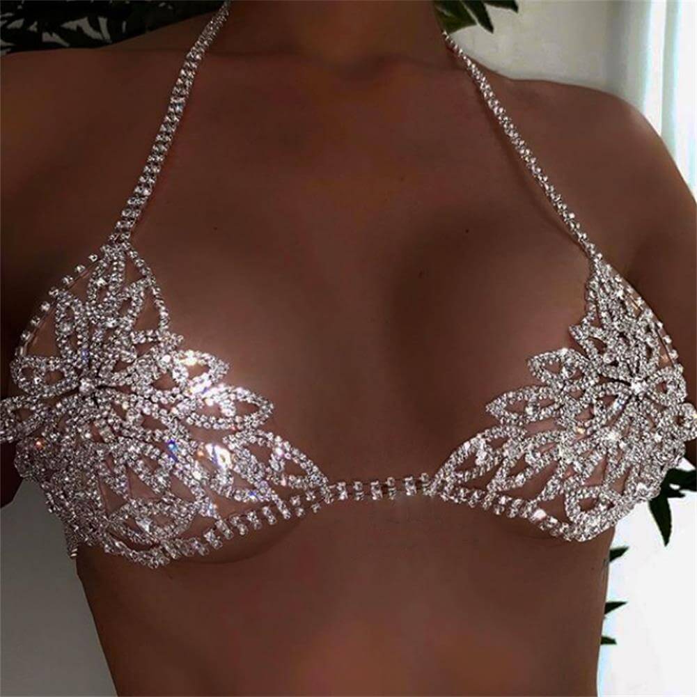 Body jewelry Rhinestone Crystal Bikini Thong Chain Set for Women
