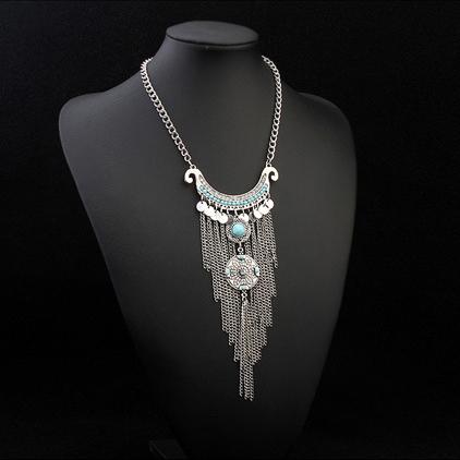 Long Tassel Necklace Oxidized Ethnic bohemian Statement jewelry