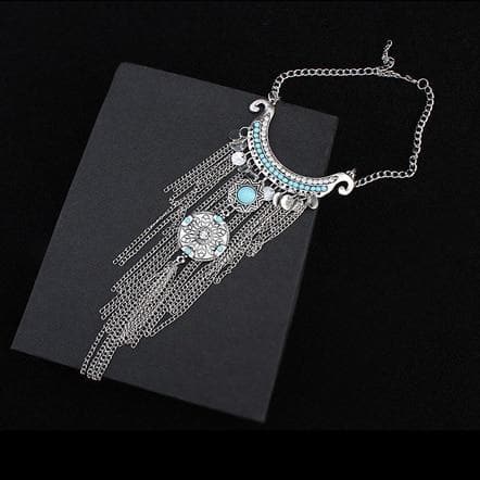 Long Tassel Necklace Oxidized Ethnic bohemian Statement jewelry