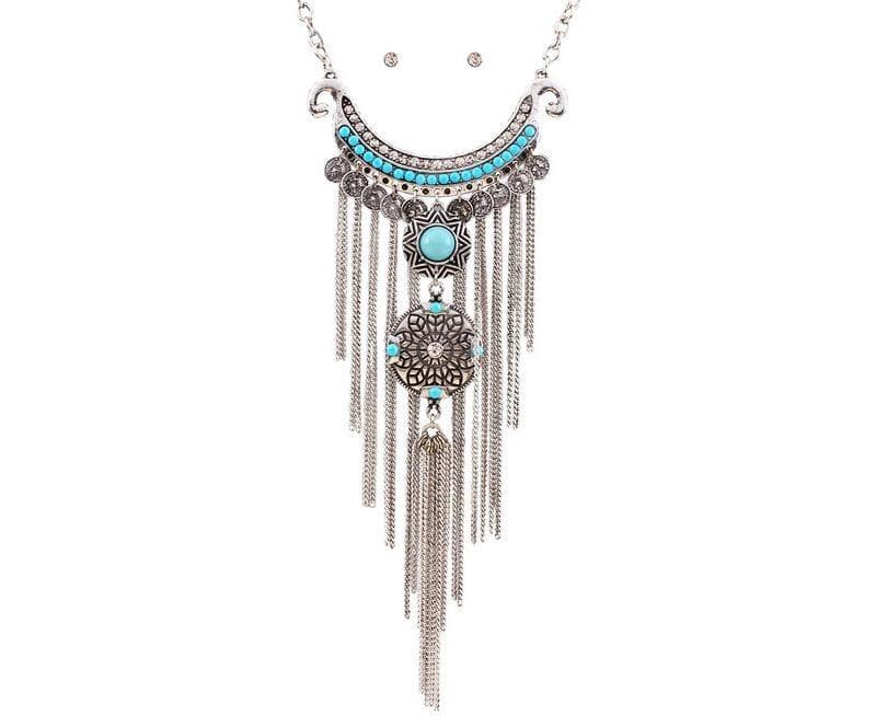 Long Tassel Necklace Oxidized Ethnic bohemian Statement jewelry