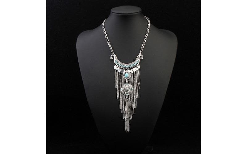 Long Tassel Necklace Oxidized Ethnic bohemian Statement jewelry