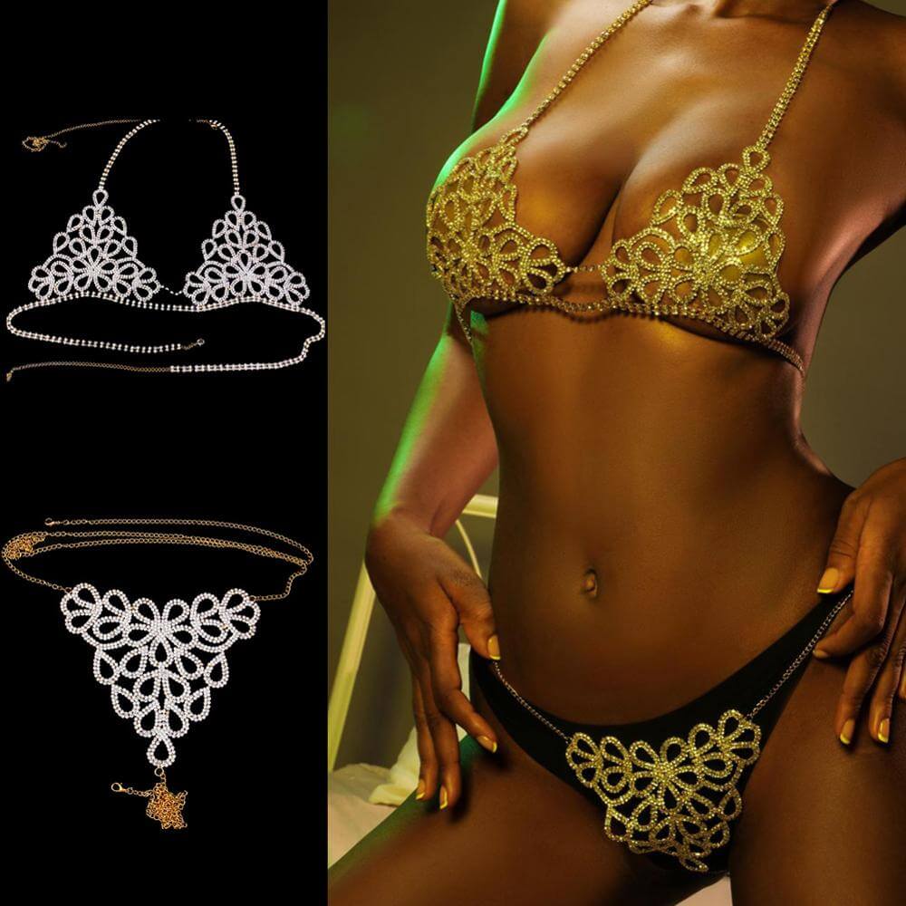 Crystal Body Jewelry bikini Chain for Women Rhinestone Statement accessory